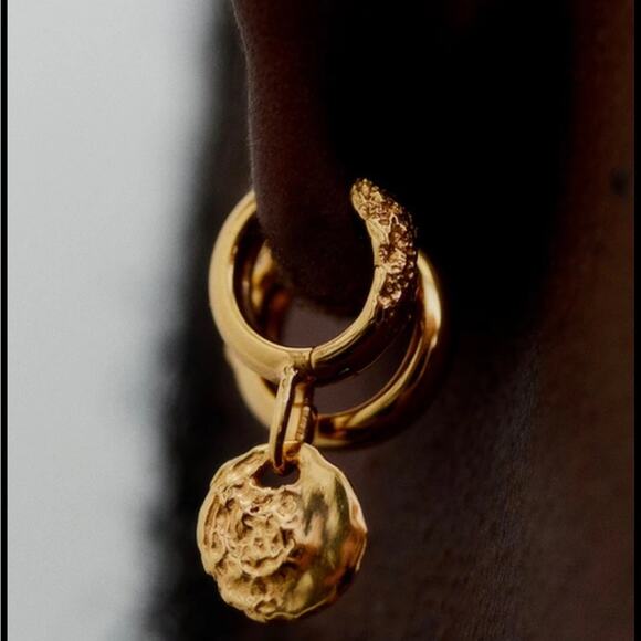 Maria Black Gold-Plated Avani 9 Huggie Hoop Earring New Retails $145 - Picture 1 of 9